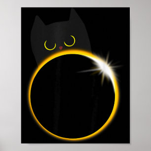 Poster Amateur de chat noir drôle d'éclipse solaire