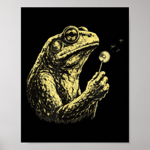 Poster Amateur de la nature grenouille vintage tenant un