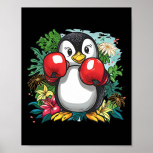 Poster Amateur de manchots de boxe Gants de boxe Kickboxi