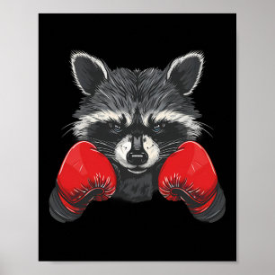 Poster Amateur de Raton Laveur de Boxe Gants de Boxe Kick