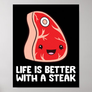 Poster Amateur De Steak Bbq Grillade Viande La Vie Est Mi