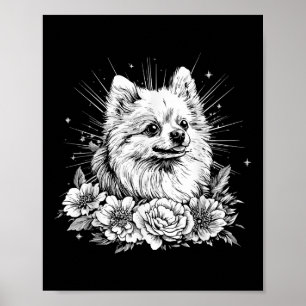 Poster Amateur de tatouage style Pomeranian rétro chien