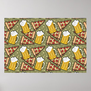 Poster Amateurs de bière et de pizza