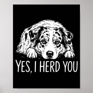 Poster Amateurs de chien berger australien Heard Line Art