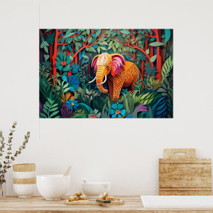 Poster Amateurs de jungle cool d'éléphants