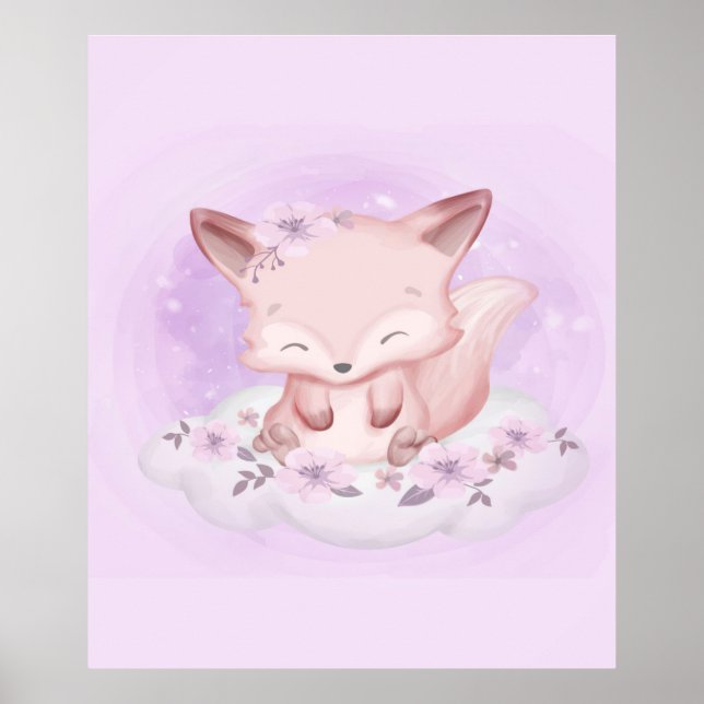 Poster Amateurs de renard de bébé aquarelle | Cadeau pour (Devant)