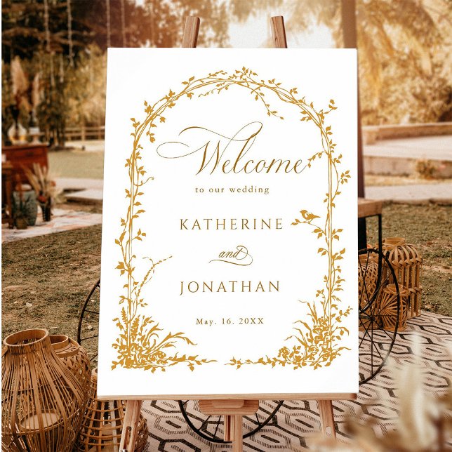 Poster Amber Botanical Arch Garden Wedding Welcome  (Créateur téléchargé)