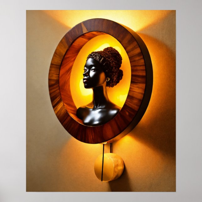 Poster "Amber Elegance : Sconce murale avec chignon (Devant)