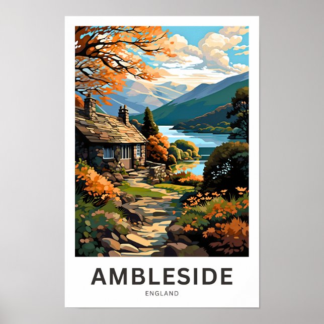 Poster Ambleside England Travel Print (Devant)
