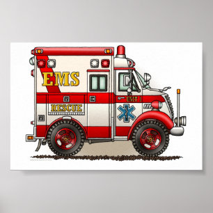 Poster Ambulance de camion boîte
