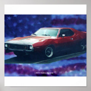 POSTER AMC JAVELIN AMX 1974 SUR CANVAS