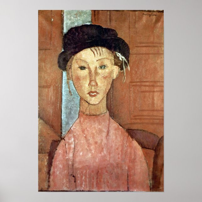 Poster Amedeo Modigliani - Fille avec Casquette (Devant)