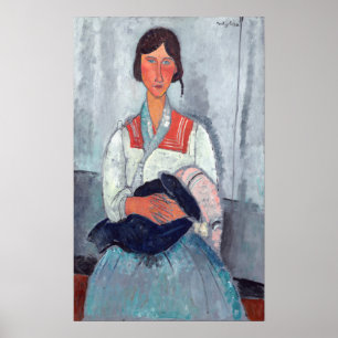 Poster Amedeo Modigliani - Gypsy Woman with Baby