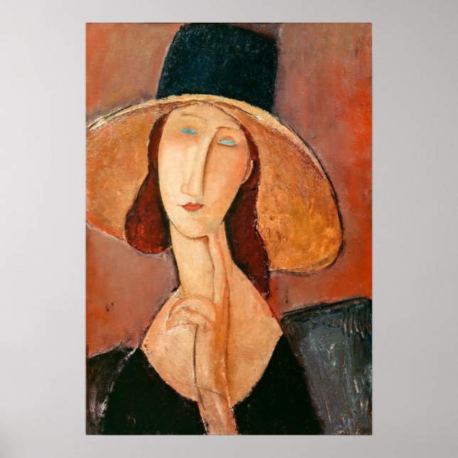 Poster Amedeo Modigliani - Jeanne Hebuterne en grand Casq (Devant)