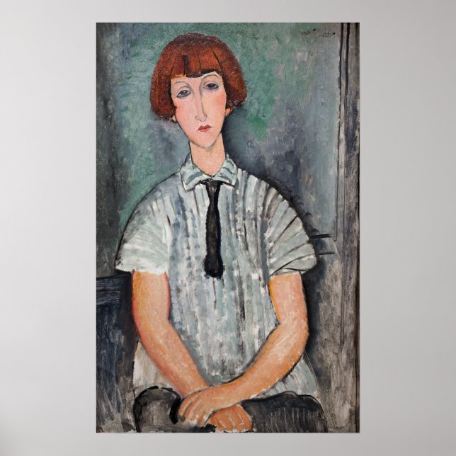 Poster Amedeo Modigliani - Jeune fille dans une blouse ra (Devant)