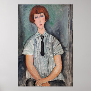 Poster Amedeo Modigliani - Jeune Fille en Chemisier Rayé