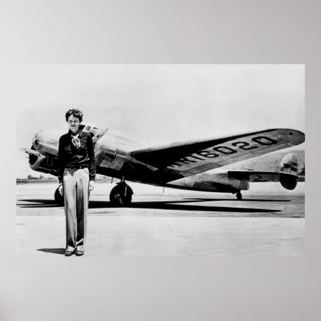 Poster Amelia Earhart Lockheed Electra C 1937 B & W (Devant)