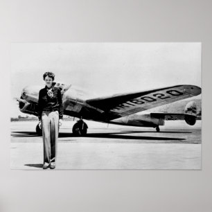 Poster Amelia Earhart Lockheed Electra C 1937 B & W Poste
