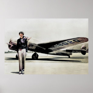 Poster Amelia Earhart Lockheed Electra C 1937 Colorisé