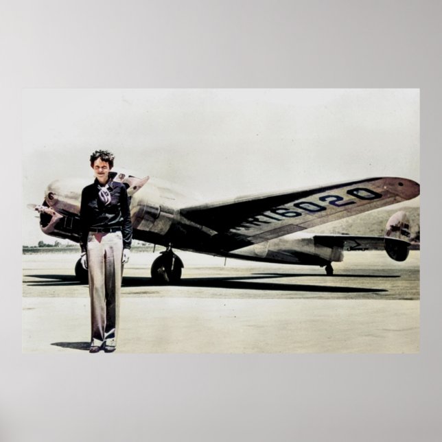 Poster Amelia Earhart Lockheed Electra C 1937 Colorisée (Devant)