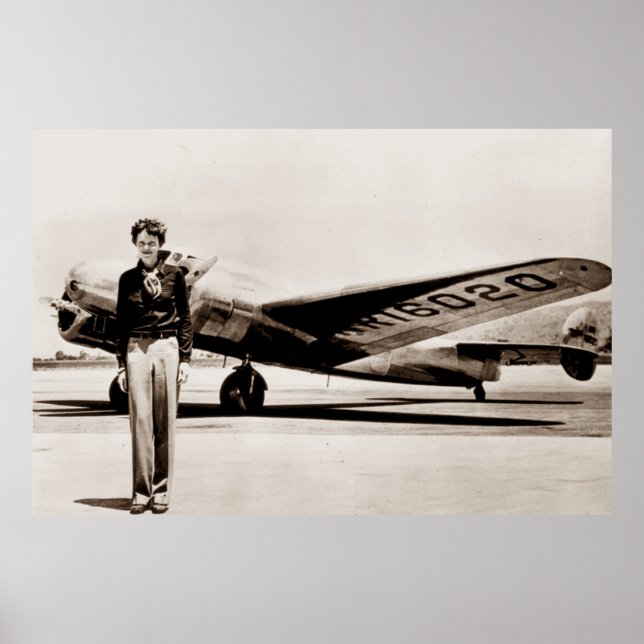 Poster Amelia Earhart Lockheed Electra C 1937 Sepia (Devant)