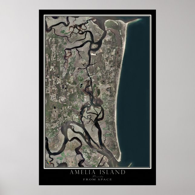 Poster Amelia Island Floride De L'Espace Carte Satellite (Devant)