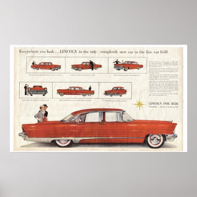 Poster Amélioré Lincoln Premiere 1956 4 Portes Centerfold (Devant)