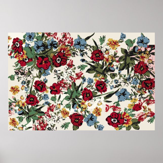 Poster Aménagement Abstrait de fleurs massives, partout (Devant)