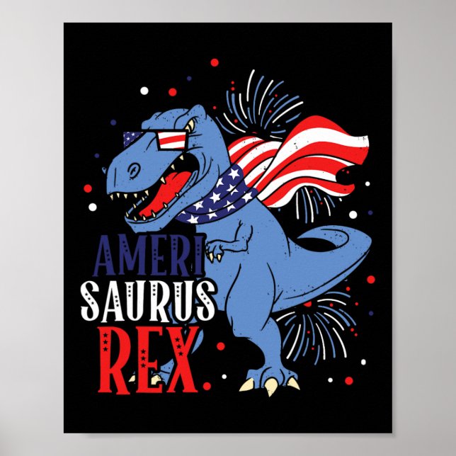 Poster Ameri Saurus Rex 4 juillet Indépendance des dinosa (Devant)