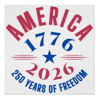 Poster AMERICA 1776 2026 250 years freedom anniversary