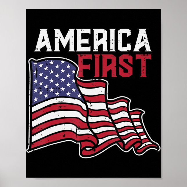 Poster America First US Flag Memorial Day 4 juillet Homme (Devant)