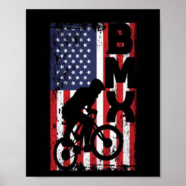 Poster America flag BMX course sport extrême (Devant)