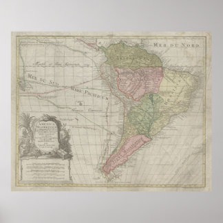 Poster America Meridionalis, Amérique du Sud, impression,