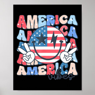 Poster America Vibes Usa Super Retro Smile Face Happy 4t