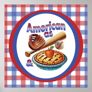 Poster Américain autant que le baseball et la tarte aux p
