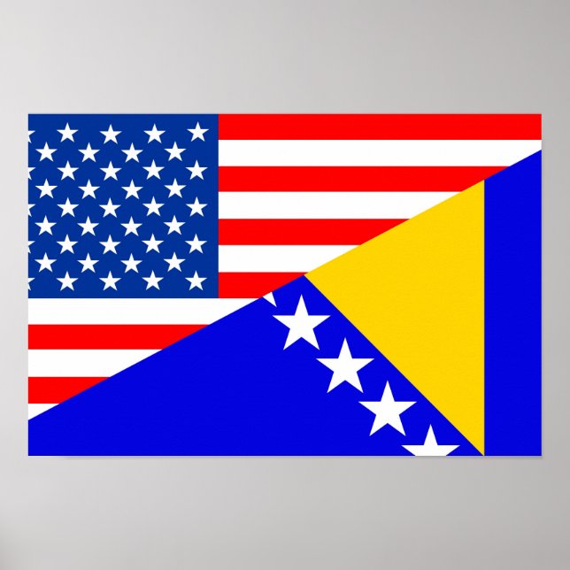 Poster américain bosnia herzégovine demi-drapeau (Devant)
