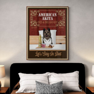 Poster American Akita Chambres D'Hôte Amusant Art Vintage