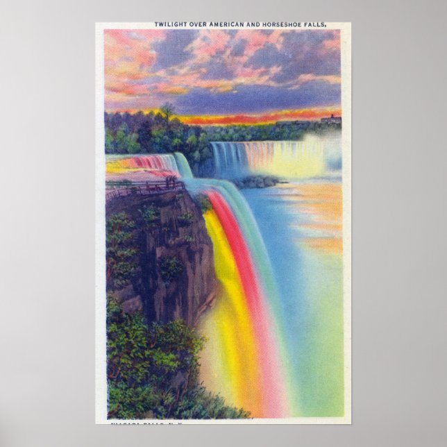 Poster American and Horseshoe Falls à Dusk (Devant)