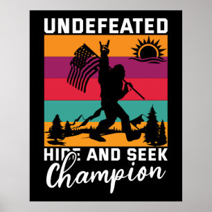 Poster American Bigfoot Indéfendu Caché Et Chercher Champ