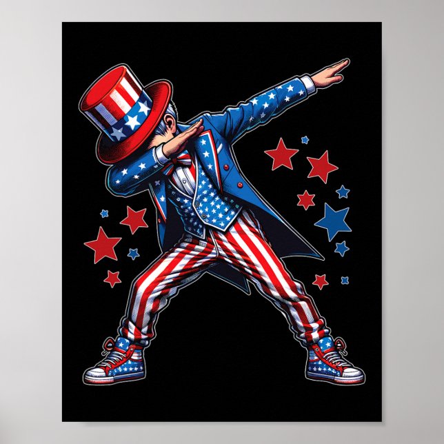 Poster American Boy Dabbing Patriotique 4 juillet Enfants (Devant)