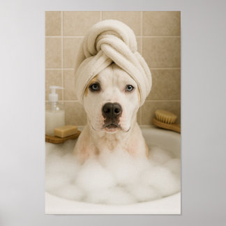 Poster american bully dog cute funny bathroom decor