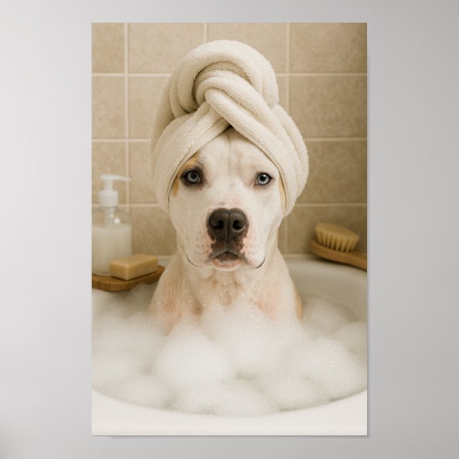Poster american bully dog cute funny bathroom decor (Devant)