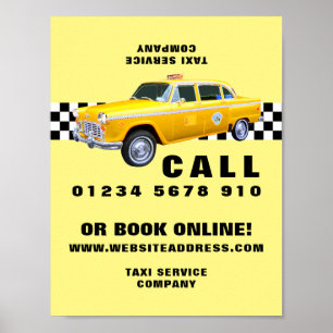 Poster American Cartoon Style Taxi Jaune publicité