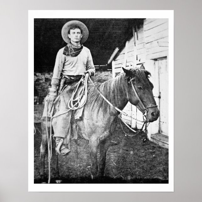 Poster American cowboy in Kansas, c.1880 (b/w photo) (Devant)