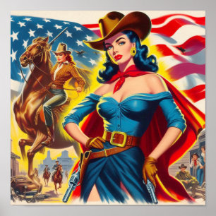 Poster American Cowgirl Pin-up
