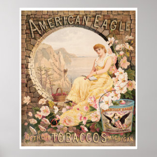 Poster American Eagle Chewing Tobacco 1885 Publicité