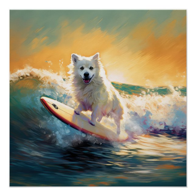 Poster American Eskimo Beach Surf Peinture (Devant)