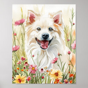 Poster American Eskimo Dog Watercolor Wall Art Imprimer
