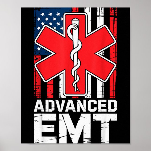 Poster American Flag Advanced Emt Aemt Medical Technician (Devant)