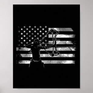 Poster American Flag Archer Girl Archery Bow Hunting Usa